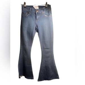 Free People Blue Wide Leg Medium wash Bohemian Stretch Trendy Flare Jeans 24